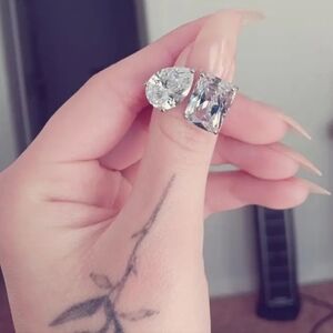 White Rhodium Double Stone Ring